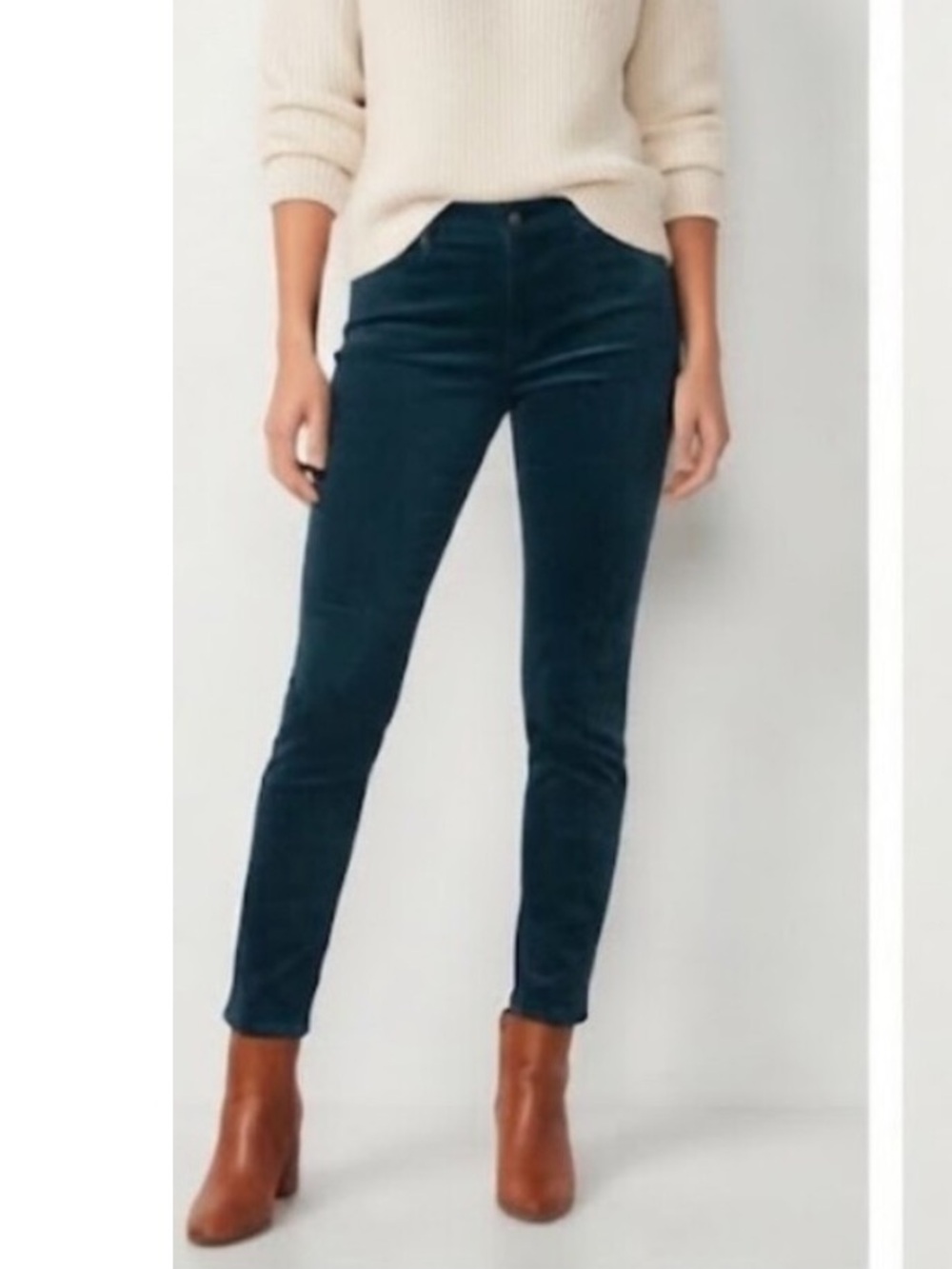 Old Navy Rock Star Skinny Velvety Corduroy Pants 16 NWT Dark Blue Green